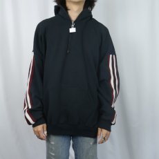 画像2: 90's RUSSELL ATHLETIC USA製 サイドライン ハーフジップスウェットフーディー BLACK XXL (2)