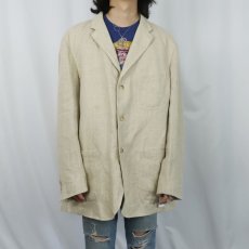 画像2: POLO Ralph Lauren 織柄 リネンテーラードジャケット XL (2)