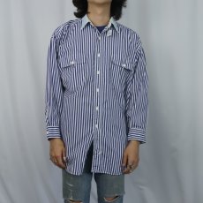 画像2: POLO Ralph Lauren ストライプ柄 猫目ボタン コットンシャツ L (2)