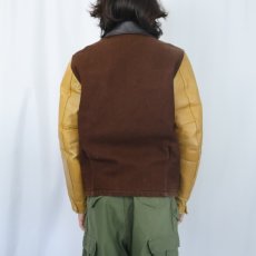 画像3: 70〜80's CANADA製 レザー×ウールスタジャン SIZE36 (3)
