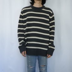 画像2: Eddie bauer ボーダー柄 コットンニットセーター XL (2)