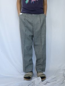 画像2: 80〜90's Burberrys' グレンチェック柄 2タック ウールスラックス W33 (2)