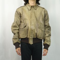 画像2: 80〜90's L.L.Bean USA製 "A-2 TYPE" フライトレザージャケット SIZE42 (2)