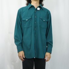 画像2: 70's PENDLETON USA製 ウールウエスタンシャツ L (2)