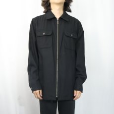 画像2: PENDLETON ポリエステル×コットン ジップシャツジャケット BLACK S (2)