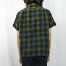 画像3: 60's PENDLETON オンブレーチェック柄 ウールオープンカラーシャツ L (3)