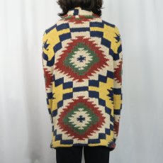 画像3: DENIM & SUPPLY RALPH LAUREN ネイティブ柄 ショールカラー コットン×リネンニットカーディガン L (3)