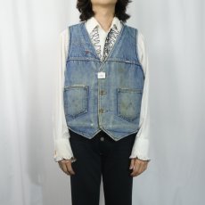 画像3: 80's Wrangler USA製 刺繡入り ボアライナー デニムベスト (3)