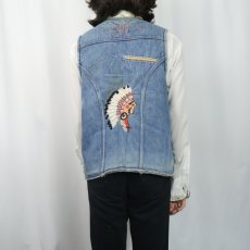 画像4: 80's Wrangler USA製 刺繡入り ボアライナー デニムベスト (4)