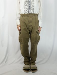 画像2: 60's FRENCH ARMY M-47後期 HBTカーゴパンツ W32 (2)