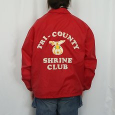 画像4: 80〜90's AUBURN SPORTSWEAR USA製 "TRI-COUNTY SHRINE CLUB" フロッキープリント ナイロンコーチジャケット XL (4)