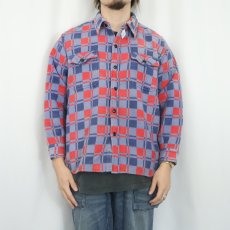 画像2: 80s 猫目ボタン チェック柄ヘビーネルシャツ SIZE16 1/2 (2)