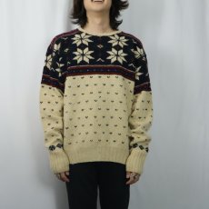 画像2: POLO Ralph Lauren "HAND KNIT" ノルディック柄 ウールニットセーター L (2)