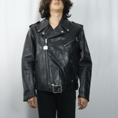 画像2: 60〜70's Brooks Leather Sportswear キルティングライナー ダブルライダースジャケット BLACK SIZE44 (2)