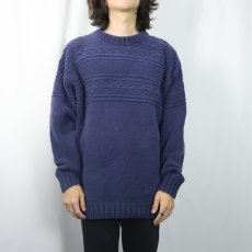 画像2: 80's L.L.Bean USA製 コットンニットセーター NAVY L (2)