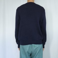 画像3: Ralph Lauren ロゴ刺繍 コットンニットセーター NAVY M (3)