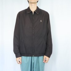 画像2: POLO Ralph Lauren ロゴ刺繡 チンスト付き ポリエステルスイングトップ BLACK L (2)