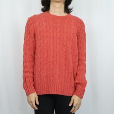 画像2: POLO Ralph Lauren "HAND KNIT" シルクケーブルニットセーター M (2)