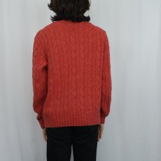 画像3: POLO Ralph Lauren "HAND KNIT" シルクケーブルニットセーター M (3)
