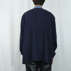 画像4: 90's POLO SPORT Ralph Lauren ロゴ刺繍 コットンラガーシャツ NAVY XL (4)