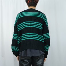 画像3: Chris ボーダー柄 アクリルニットセーター BLACK L (3)