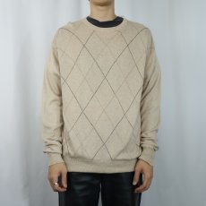 画像2: northern isles ダイヤ柄 シルク×レーヨンニットセーター XL (2)