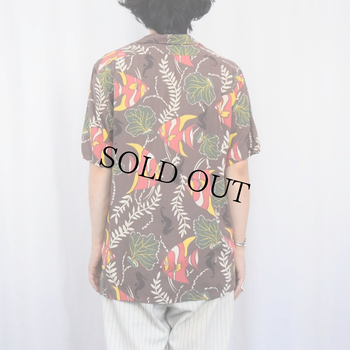 画像3: POLO Ralph Lauren "CLASSIC FIT" トロピカルフィッシュ柄 レーヨンアロハシャツ S (3)