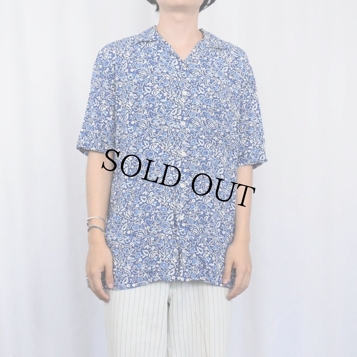 画像2: POLO Ralph Lauren "CALDWELL" 花柄 レーヨンオープンカラーシャツ S (2)