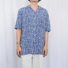画像2: POLO Ralph Lauren "CALDWELL" 花柄 レーヨンオープンカラーシャツ S (2)