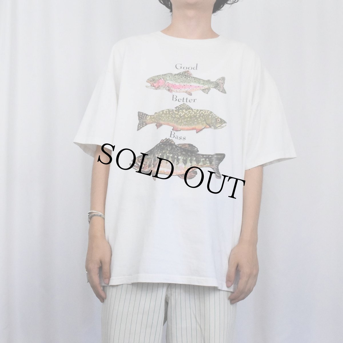 画像2: 2000's ”GOOD BETTER BASS" 魚プリントTシャツ XL (2)