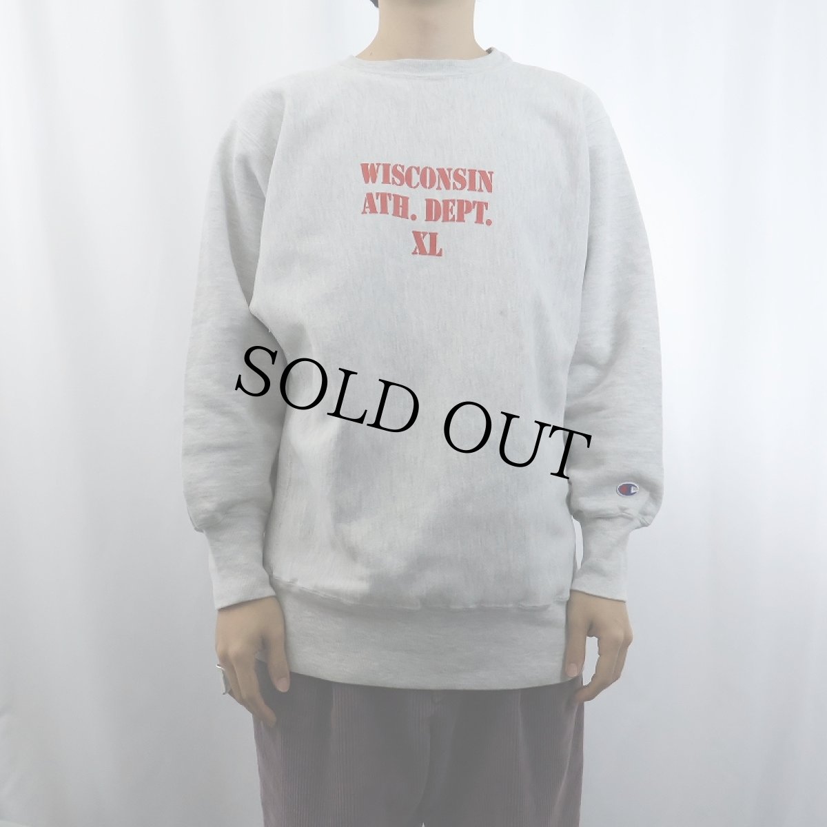 画像2: 90's Champion REVERSE WEAVE USA製 "WISCONSIN ATH. DEPT." プリントスウェット XL (2)