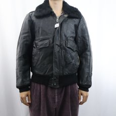画像2: 70's Excelled USA製 "G-1 TYPE" 襟ボア レザージャケット BLACK size40 (2)