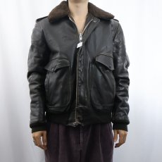 画像2: 70's "G-1 TYPE" 襟ボア レザージャケット BROWN size42 (2)