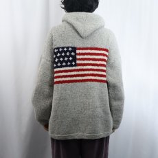 画像3: KNITTING PLACE ECUADOR製 星条旗柄 ニットジップパーカー  (3)