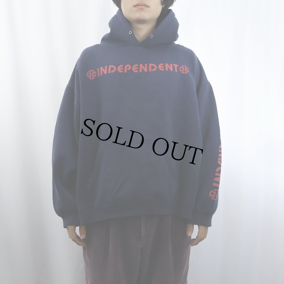 画像3: 2000's INDEPENDENT ロゴプリント スウェットフーディー NAVY (3)
