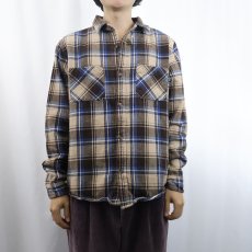 画像2: STUSSY チェック柄 ヘビーネルシャツ L (2)