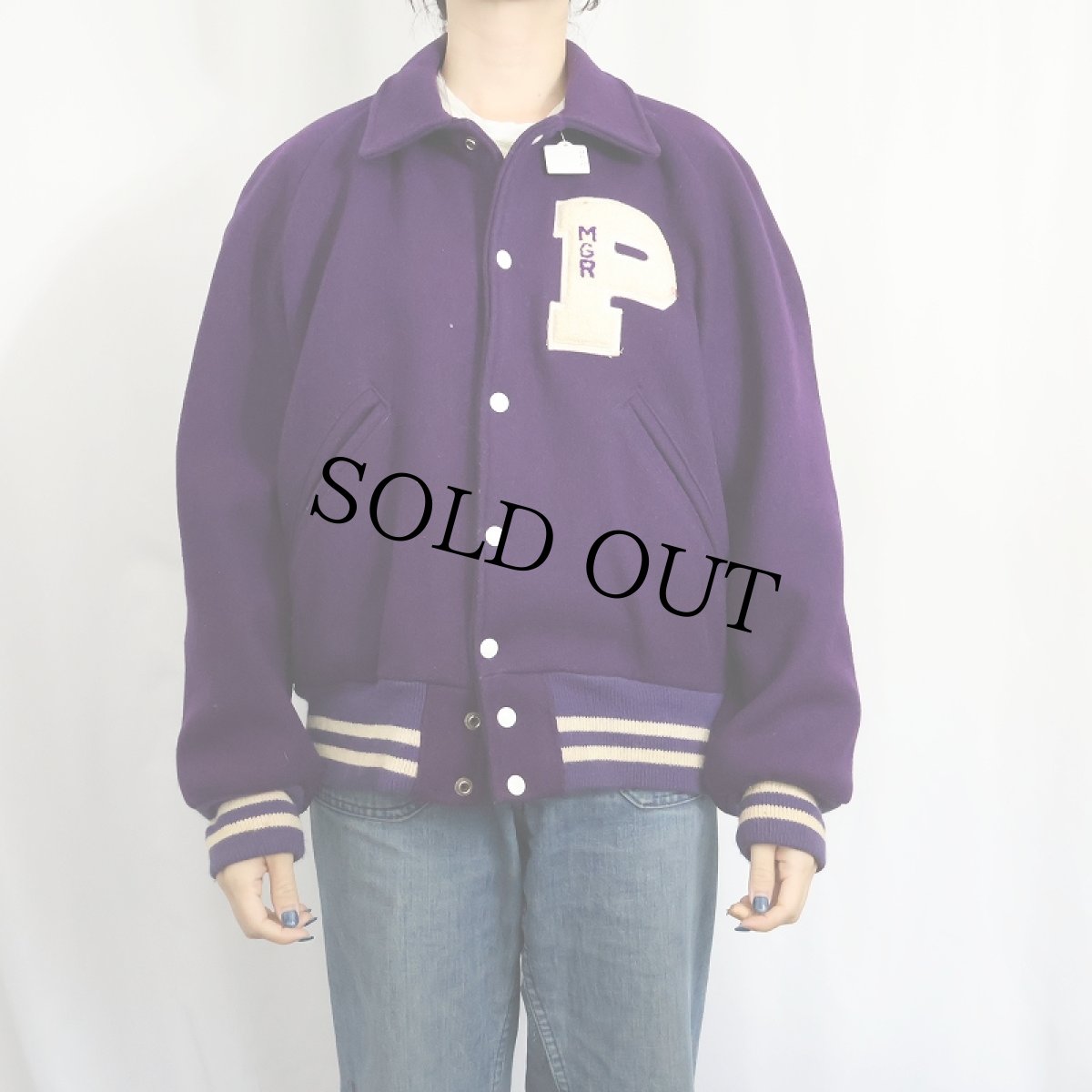 画像2: 50〜60's Beyette's "MGR" パッチ付き ウールスタジャン (2)