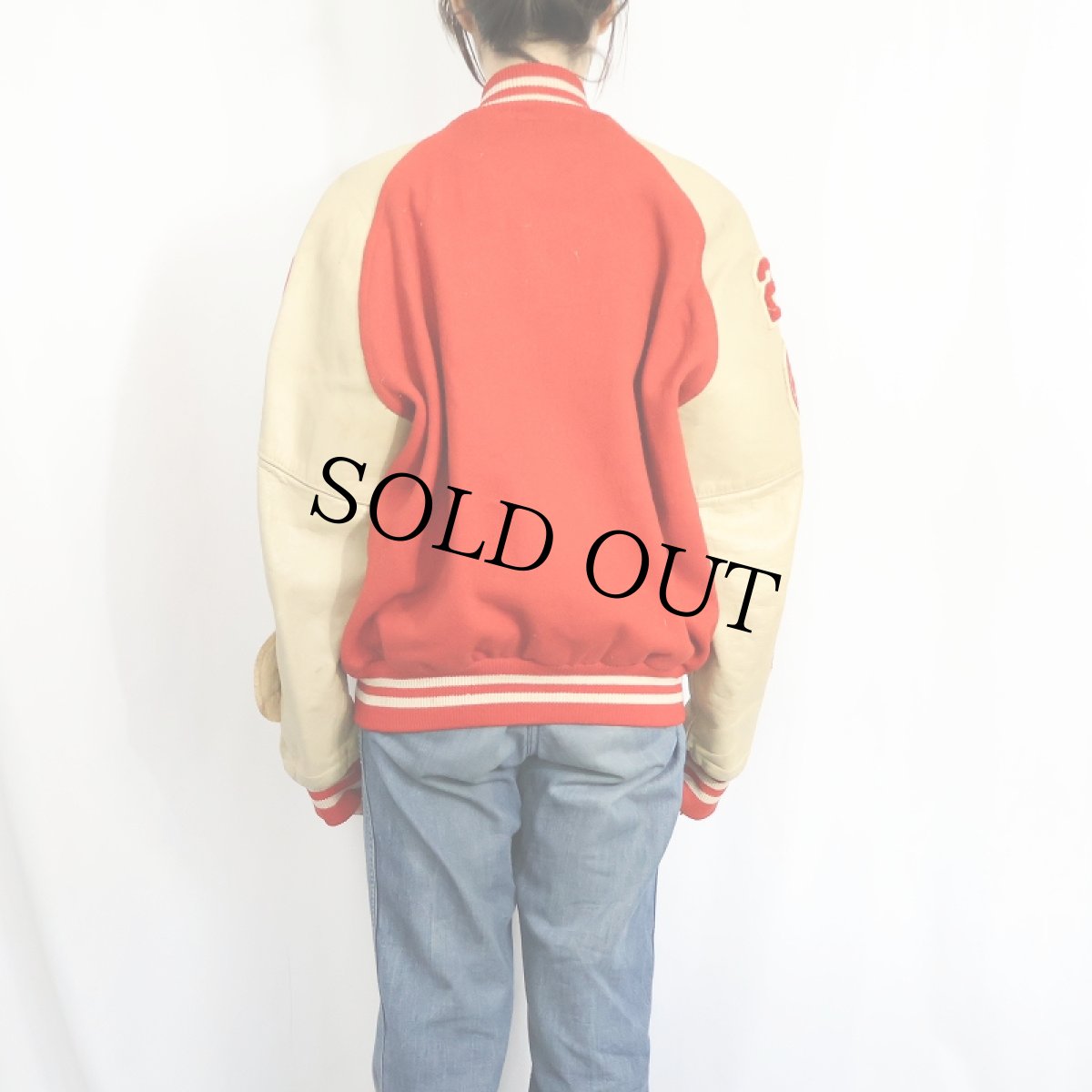 画像3: 70〜80's Holloway ワッペン付き ウール×レザースタジャン 44 (3)