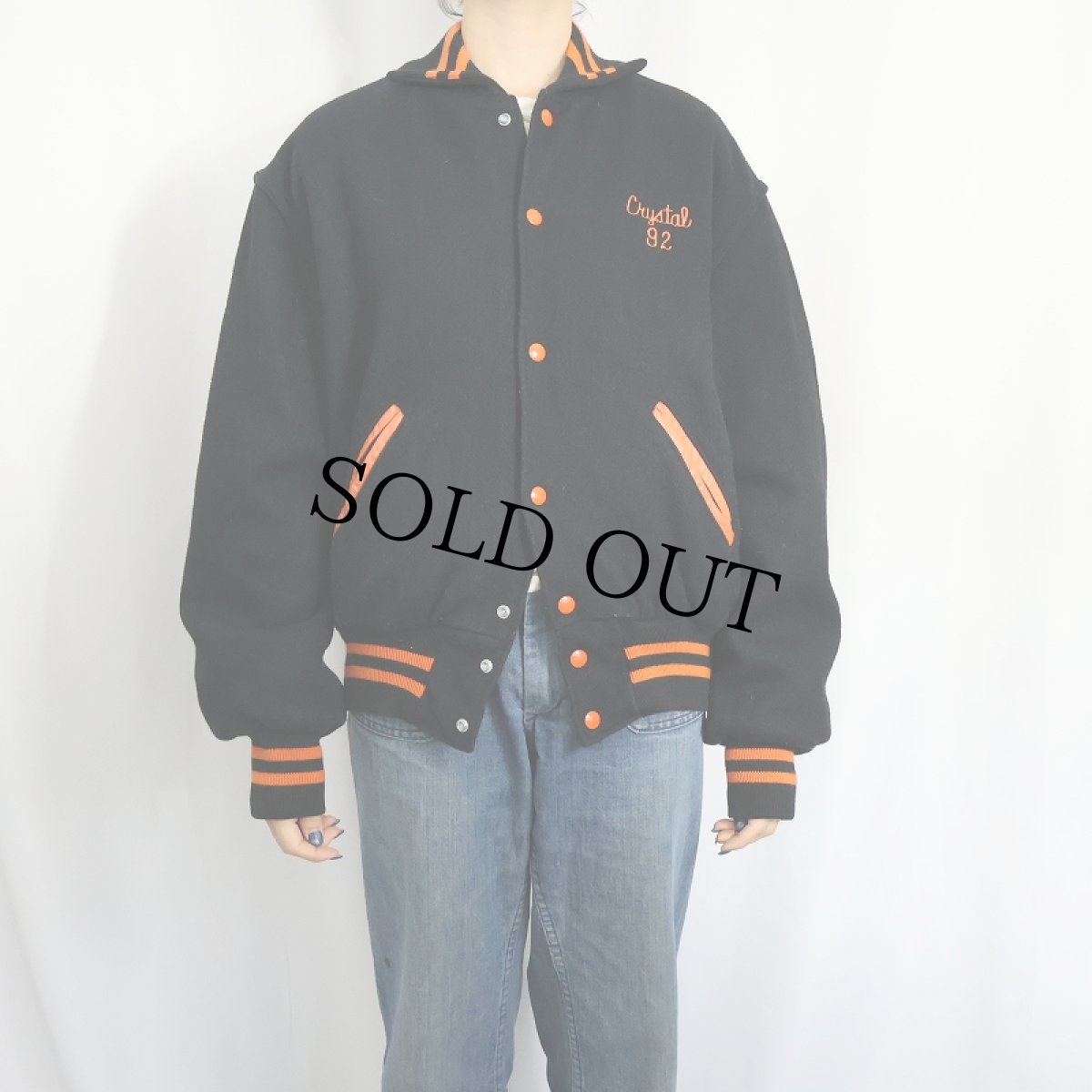 画像3: 80〜90's Palombo Inc. USA製 "Wildcat Band" チェーン刺繍 キルティングライナー ウールスタジャン BLACK L (3)