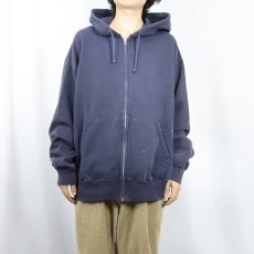 画像2: GAP 無地 スウェットジップパーカー NAVY L (2)