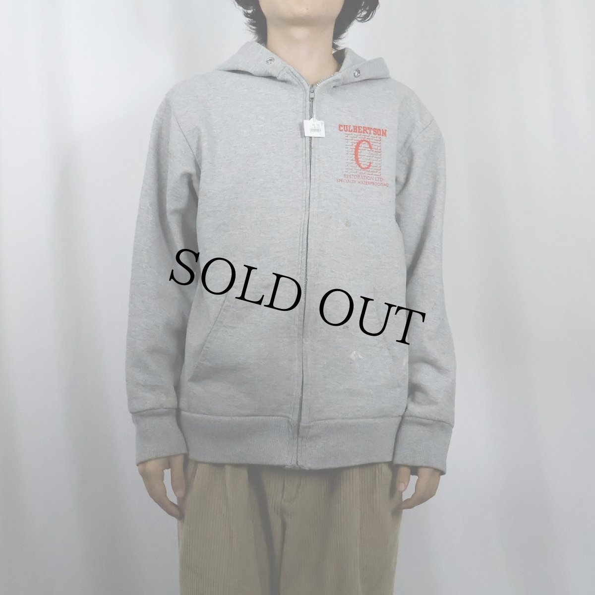画像2: 90's CAMBER USA製 "CULBERTSON" 裏サーマル プリントスウェットジップパーカー XL (2)