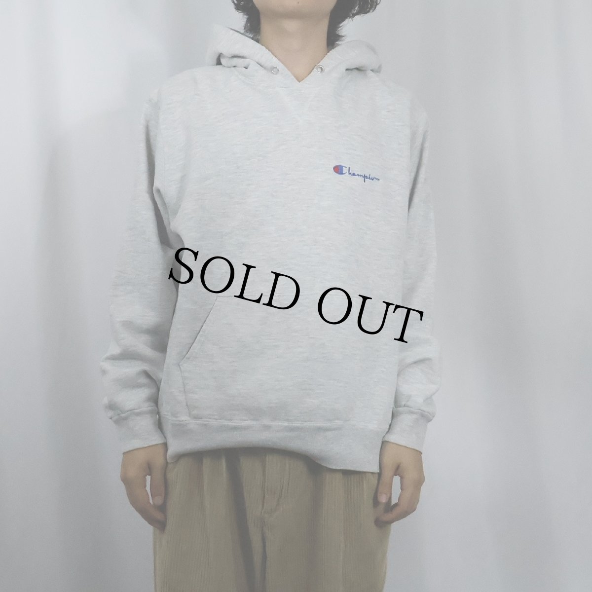 画像2: 80〜90's Champion 青刺繍タグ 中期 USA製 ロゴ刺繍 スウェットフーディー L (2)