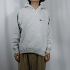 画像2: 80〜90's Champion 青刺繍タグ 中期 USA製 ロゴ刺繍 スウェットフーディー L (2)
