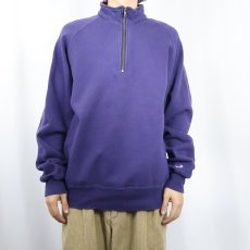 画像2: 80〜90's Champion 青刺繍タグ 中期 USA製 ハーフジップ 無地スウェット XL (2)