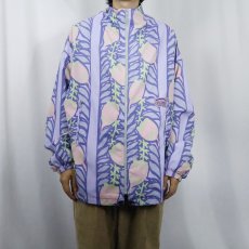 画像2: 90's〜 OXBOW FRANCE製 総柄 裏フリース ナイロンジャケット M (2)