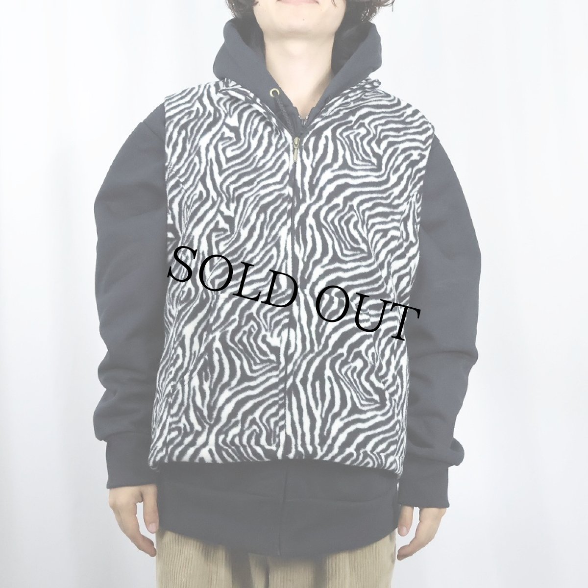 画像2: westbound ゼブラ柄 フリーススベスト XL (2)