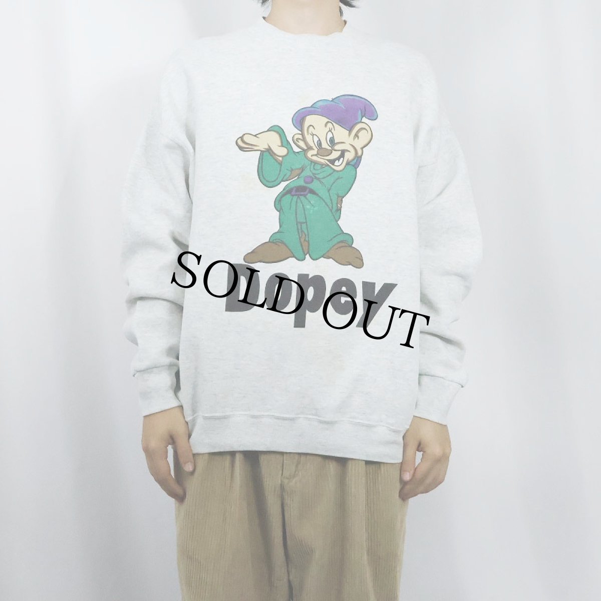 画像2: 90's Disney 七人の小人 "Dopey" キャラクター染み込みプリントスウェット XL (2)