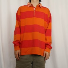 画像2: 90's J.CREW ボーダー柄 ラガーシャツ L (2)
