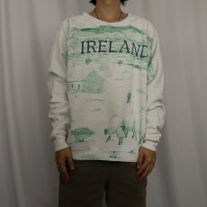 画像3: 90's USA製 "IRELAND" 大判プリントラグランスウェット XXL (3)