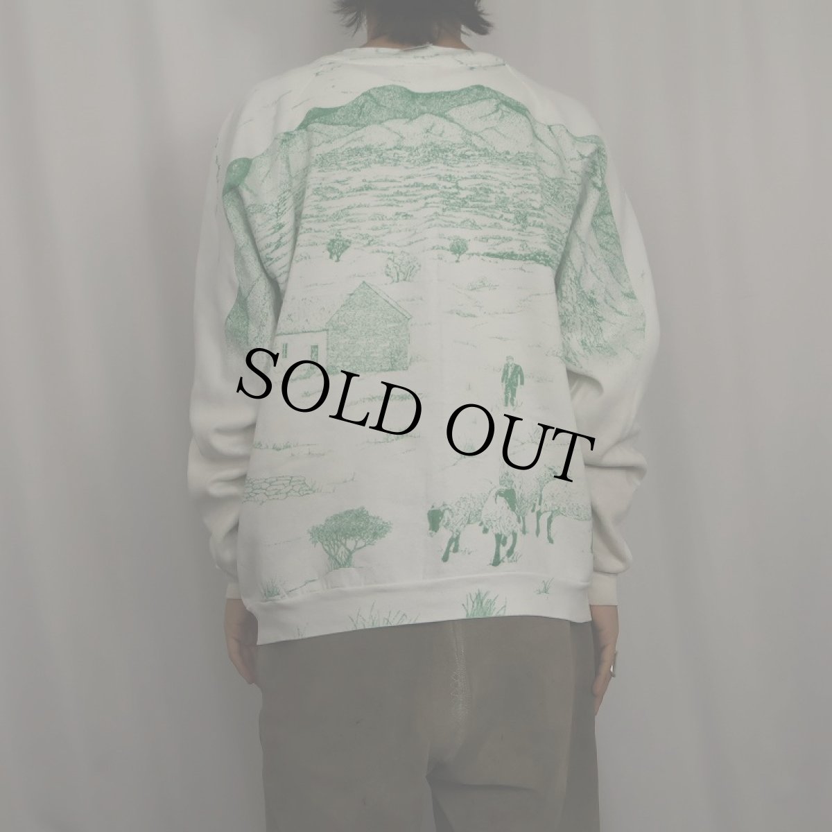 画像4: 90's USA製 "IRELAND" 大判プリントラグランスウェット XXL (4)